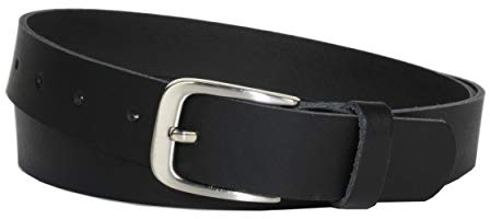 Vascavi Ledergürtel, 3 cm breit, Made in Germany, echt Leder Gürtel für Damen und Herren, kürzbar (90 cm Gesamtlänge 100 cm, Schwarz)