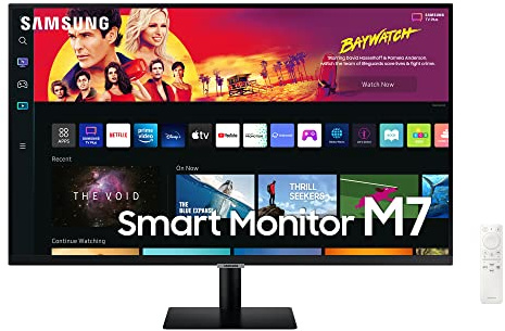 Samsung M7 Smart Monitor S32BM700UP, 32 Zoll, VA-Panel, Bildschirm mit Lautsprechern, 4K UHD-Auflösung, Bildwiederholrate 60 Hz, 3-seitig Fast rahmenloses Design, Schwarz