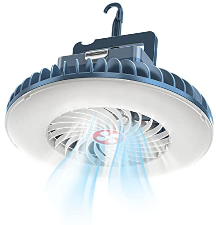 Civikyle 1-Stück LED Campinglampe mit Ventilator USB Aufladbar, Camping Ventilator mit Licht, Zelt lampe Lanterne Outdoor Camping Zubehör