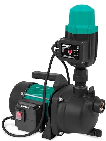 VONROC Gartenpumpe selbstansaugend - Automatische Wasserpumpe 800W, 3300l/h, 4bar - Hydrophorpumpe mit Druckschalter – Trockenlaufschutzmit - Zur Bewässerung des Gartens/Rasens