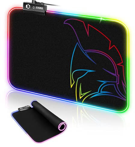 EMPIRE GAMING – Dark Rainbow RGB Mauspad -12 LED-Beleuchtungsmodi – Gaming-Mousepad Lichtstarke Hintergrundbeleuchtung– Wasser- und rutschfestes Gummi–Für PC Spiele, MAC und Laptop-300x230x4mm