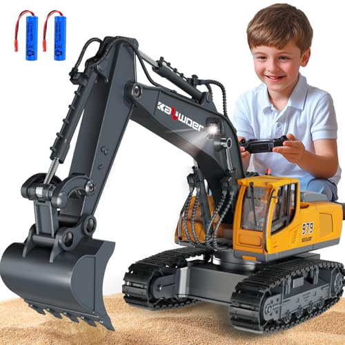 Ferngesteuerter Bagger Ferngesteuert ab 3 4 6 8 Jahre, rc Bagger | bagger mit Fernbedienung, Schaufel und Licht, 1:14 bagger Spielzeug für 3 4 6 8 Jahre, Geschenk zum Geburtstag für Kinder