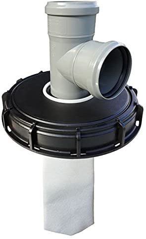 FN-Technik IBC Deckelfilter Regenwasserfilter Deckel DN 225 HT DN 75 Filz, HT DN 75:Abzweig DN 75 87°