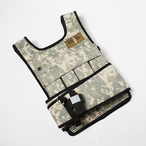 CROSS101 Verstellbare Camouflage-Gewichtsweste mit Schulterpolstern, 9 kg