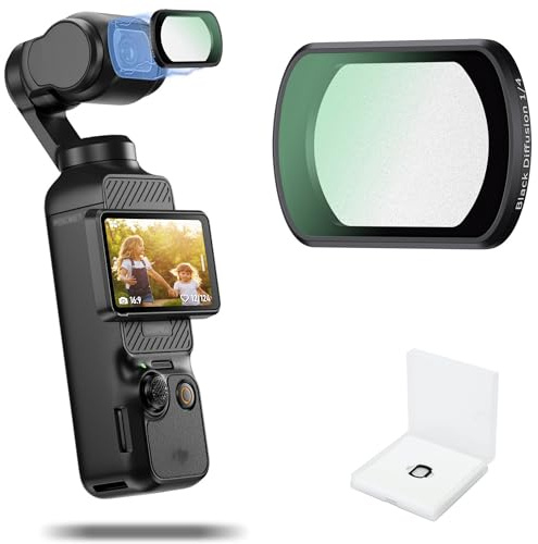 JJC Osmo Pocket 3 4 Black Mist 1/4 Filter,Magnetischer Schwarz-Weichzeichner Filter für DJI Osmo Pocket 3 4 Creator Combo,Pocket3 Pocket4 Mehrfachvergütetem Optikglas Aluminiumrahmen mit Filteretui
