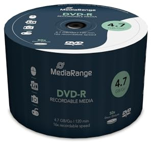 MediaRange DVD-R 4.7GB 120 Min 50er-Pack 16x | 50er-Pack | 4.7GB | 16x Schreibtempo | für Archiv & Backup