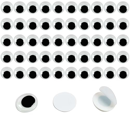 FANGZIDM 50 Stück Selbstklebende Wackelaugen 14mm für DIY Scrapbooking Spielzeuge Zubehör