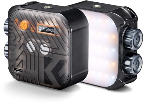 K&F CONCEPT 40 LED Duale Farbtemperatur Videolicht, 360° Vollfarbige Tragbare Fotoleuchte, 2500-9900K CRI 96+, 15 Lichteffekten, Mini Kamera Licht Akku für Vlogging, Selfie, Fotografieren, Schwarz