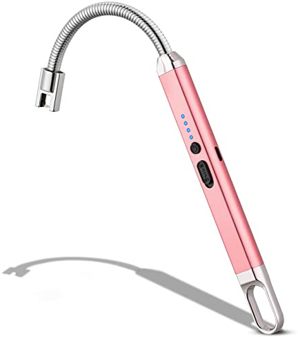 MEIRUBY Elektrofeuerzeug USB Aufladbar Winddicht Spritzwassergeschützt 360° Drehbar 600 Mal Benutzbar Tragbar Roségold Aluminium Alloy Minimalistisch Elegant