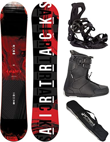 Airtracks Snowboard-Set Herren Snowboard Wide Eight Freestyle Freeride 160 - Snowboard Bindung Master - Softboots Master QL 45 - SB Bag