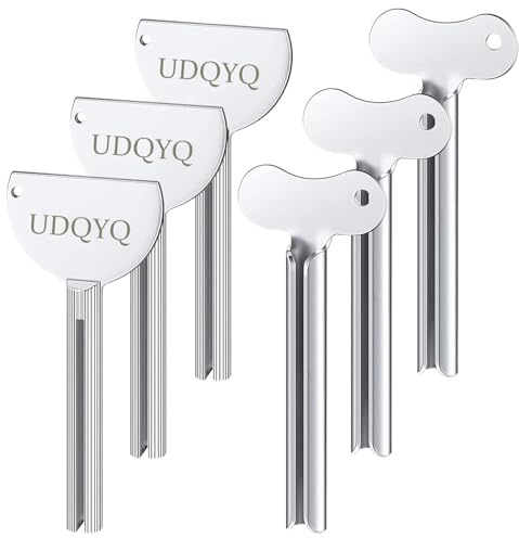 UDQYQ 6 Stücke Tubenquetscher Edelstahl Tubenausdrücker Metall Tubenpresse Tubenaufroller für Zahnpasta,Haarfärbemittel,Pigmente，Geeignet für Küche,Bad,Studio.