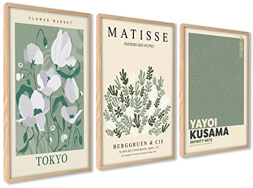 ag.art deco Moderne Poster Set | 3 Stück 50x70cm | Stilvolle Matisse Pastell Poster Collagen mit passenden Bilder als Wanddeko | ohne Rahmen