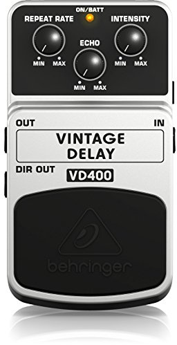 Behringer VD400 Vintage Analog-Delay-Pedal, True Bucket Brigade-Schaltung für warmes Echo und Wiederholungen, grauer Gitarreneffekt-Stompbox für Studio- und Live-Einsatz
