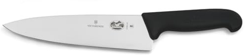 Victorinox Fibrox Kochmesser, Breites Universalmesser für Fleisch, Fisch, Gemüse und Kräuter, 20 cm, Gerade Klinge, Scharf, Rostfreier Stahl, Schwarz