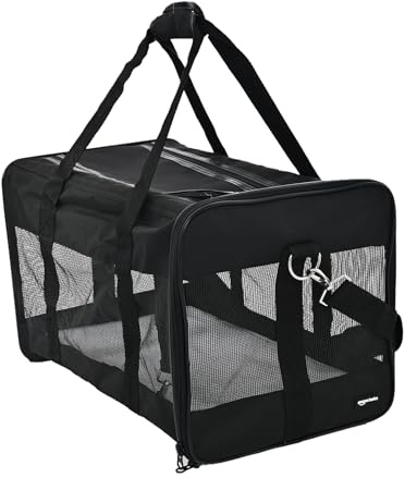 Amazon Basics Haustiertragetasche, weich für Hund, L, schwarz, L 50 x B 30.4 x H 30.4 cm