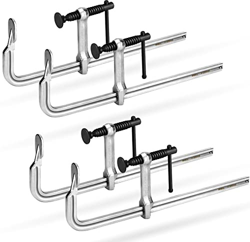 SHALL Schraubzwingen Set 4 Stück,Spannweite 300mm（12 Zoll）, Spannkraft 200kg（440 Pfund）, Schmiedestahl，Präzises Fixieren von Holzwerkstücken