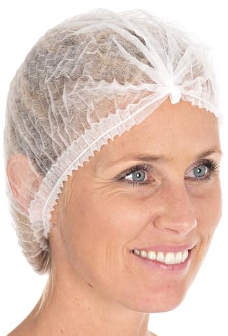 FRANZ MENSCH 1000 Stück, Klipphauben, Ø 50 cm, weiß, PP, latexfrei, Einweg | Light, OP Hauben, Haarnetz, Haarhaube, Gummiband, hair nets, lebensmittelecht, Damen/Herren, Küche, Medizin