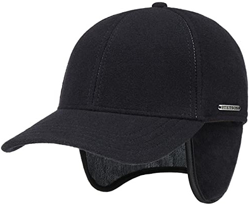 Stetson Vaby Earflap Fullcap 6 Panel Mit Ohrenklappen Nackenschutz Herren Herbst Winter dunkelblau XXL (62-63 cm)