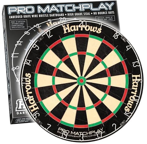 Harrows Dart Board Pro Matchplay I Dartscheibe, offizielle Größe, Dartscheibe mit ultradünnem Messerdraht für maximale Punktzahl, kompatibel mit Dartscheibenständer, Dartscheibenbeleuchtung