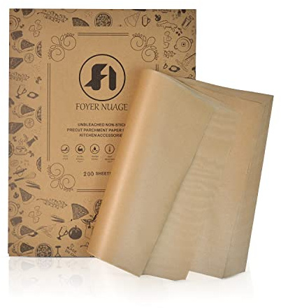 200 Stück ungebleichte Pergamentpapier-Backblätter, 30x40cm Backpapier, Vorgeschnittene Antihaft-Pergamentblätter zum Backen, Kochen, Grillen, Frittieren und Dämpfen