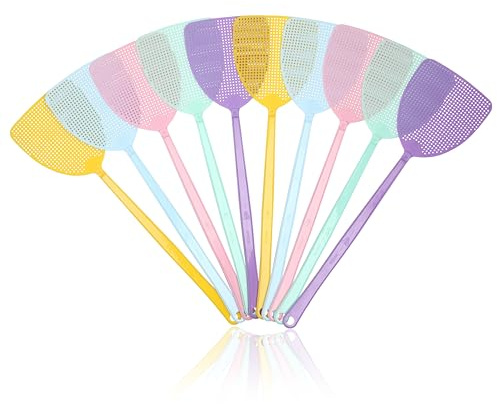 Rovar Fliegenklatsche Fliegenschutz, Mückenschutz 10er Pack für Fliegen, Mücken und Insekten, 44 x 12,5 cm Farblich Sortiert