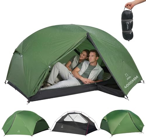 ATEPA Ultraleicht Zelt 2 Personen 1.9kg Wasserdicht & Windschutz, Camping Zelt Abtrennbares Mesh-Innenkonto mit Vorbau für Trekking Camping Bikepacking Outdoor Wandern