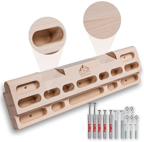 Clevo - Hangboard für Kletten und Bouldern - Ideales Klettergriffe Board für Anfänger und Fortgeschrittene - Klettergriff Klettern, Hangboard Bouldern kombinierbar mit Bouldern Modulen