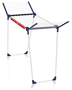 Leifheit Wäscheständer Pegasus 150 Solid Slim, 15 m Trockenlänge, klappbar | Flügelwäschetrockner 55 cm schmal, 105 cm hohe Flügel, 2 Kleinteilehalter, stabil drinnen und draußen, 157,0 x 55,0 x 105,0cm