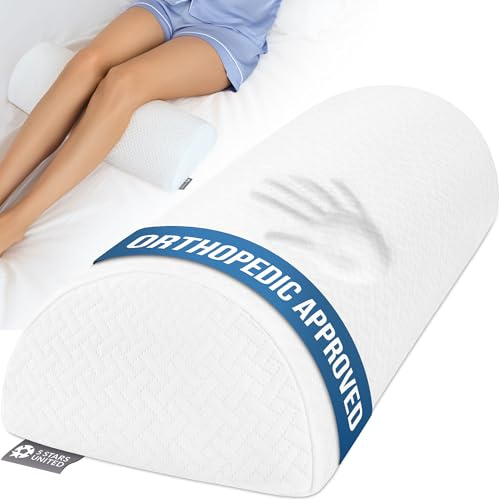 5 Star United Halbmond-Bolsterkissen Premium Memory-Schaum Bein- & Knieunterstützung, Ergonomische Erhöhung für Seitenschläfer, Atmungsaktiver Bezug, 52 cm x 20 cm x 11 cm