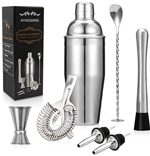 Cocktail Set, 7 Teileig Cocktail Shaker Cocktail Mixer Geschenk, Premium Shaker 750ML, Cocktailshaker Bar Zubehör Set für Zuhause Bar.