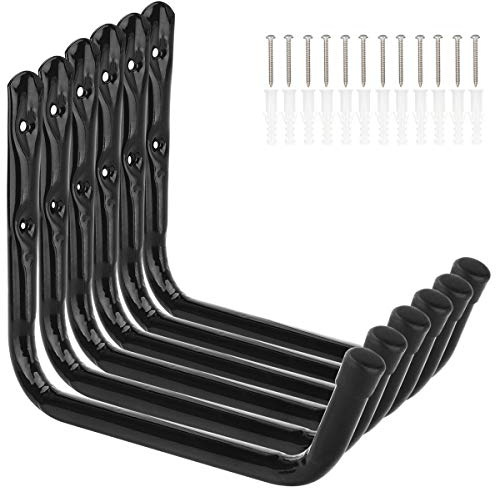 pipabiba 6 Stück Wandhaken Universalhaken Leiterhaken, 28cm wandhaken garage-haken, Wandhalterung Garage Kleiderbügel & Organizer für Leiter, Werkzeuge, Stuhl und Schlauch