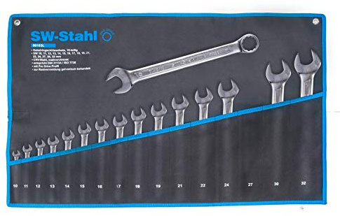 SW-Stahl 00163L Gabelringschlüsselsatz 10-32 mm, 16-teilig I Maulschlüssel-Set I Ringschraubenschlüssel I Doppel-Schraubenschlüssel I Ringmaulschlüssel I Gabelschlüssel-Satz I Ringschlüssel