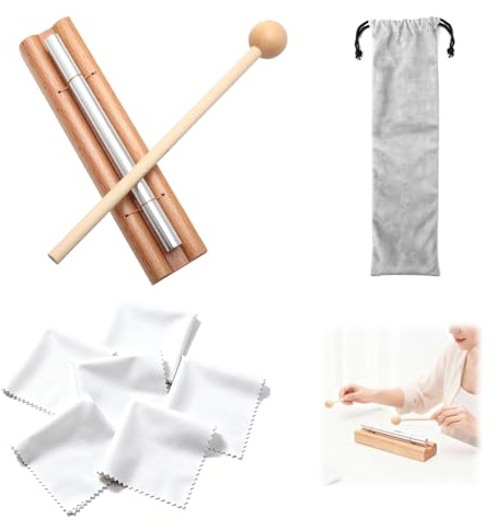 VOSSOT Chime Gong Glockenspiel Holz Klangstab Schlagzeug Percussion Instrumente Set mit 1-Ton Energy Chime, Holzschlägel, Aufbewahrungstasche Musikalische Früherziehung Yoga Meditation