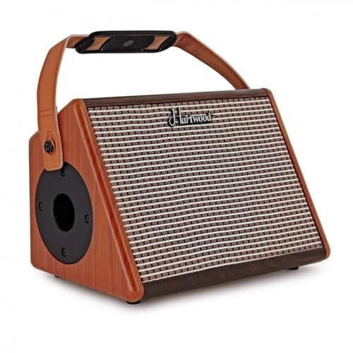 Hartwood Tragbarer Akustikgitarren-Verstärker mit Effekten &Bluetooth | Tragbarer Akustikverstärker mit Mikrofoneingang und Bluetooth, 2-Band-EQ mit Reverb und Echo, bis zu 6h Akkulaufzeit