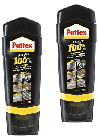 Pattex Repair 100 Prozent Alleskleber, hitzebeständiger Kleber für den Innen- und Außenbereich, 2x 100 g Klebstoff zur Reparatur für verschiedene Materialien