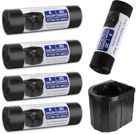100 er Toilettenbeutel Schwarz Set,30L Biologisch Abbaubare Toilettenbeutel | Beutel für Campingtoiletten, Wasserdichte Trenntoilette Zubehör, für Mobile Toiletten, Wandern, Reisen