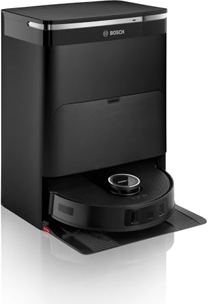Bosch Spotless Max BCRDW3B Saugroboter mit Wischfunktion, 11.000 Pa Saugkraft, rotierende Wischpads, Nass-Trocken-Servicestation, Selbstreinigung, Smart Vision Navigation, Steuerung per App, schwarz