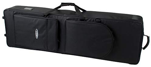 Classic Cantabile Keyboardtasche mit Rollen, Innenmaß 140 x 46 x 16 cm | Innenmaß 140 x 46 x 16 cm, schwarz, Rollen, Schaumstoffpolsterung, Nylongewebe, 2 Außentaschen, Doppel-Reißverschluss