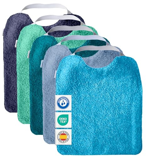 MIMUSELINA Set aus 5 Große Frottee Lätzchen Baby Wasserdicht Wiederverwendbar aus Baumwolle Premium mit Elastischem Hals | Hochwertige OEKO-TEX Lätzchen Baumwolle Ohne Plastik