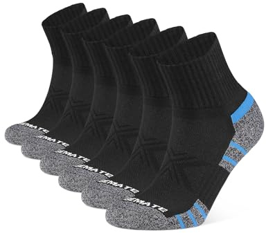 CLOSEMATE 6 Paar Quarter Sneakersocken Herren mit Frotteesohle Gr. 39-50 | Kurze Sportsocken aus gekämmter Baumwolle mit atmungsaktivem Mesh, geeignet für Laufen und Tennis, verstärkte Zehen & Fersen