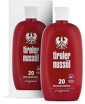 Tiroler Nussöl Original | Sonnenmilch LSF 20 | wasserfest | UVA UVB Filter | Sonnenschutz für ungebräunte normal empfindliche Haut | mit Panthenol Sonnenblumenöl und Walnussschalen Extrakt 150ml