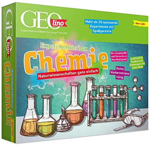 FRANZIS 67128 - GEOlino Experimentierbox Chemie, Natuwissenschaften ganz einfach, Komplettset inkl. 62-seitigem Begleichbuch, für Kinder ab 10 Jahren