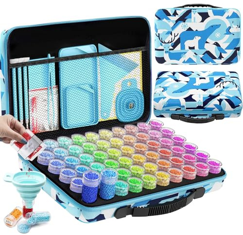 ARTDOT 5D Diamond Painting Zubehör Boxen, 60 Stück Diamond Painting Koffer für Diamond Painting Bilder Steine Samen Schmuck Strass Perlen DIY Handwerk Als Geschenk (Nordpol)