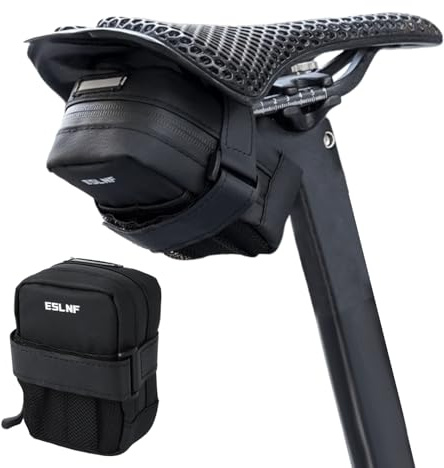 Fyfjur Mini Satteltaschen für Fahrrad, Kompakte Tragbare Fahrradtasche Sattel wasserdicht mit Netztasche, Reflektierende Satteltasche Rennrad für Rennräder Mountainbikes Citybikes (11x8x4cm)