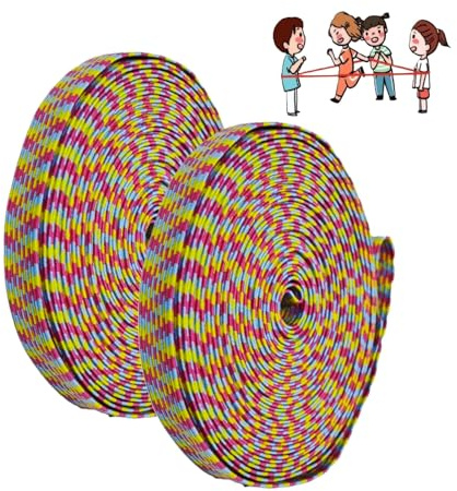 Generisch 2 Rollen Gummitwist Kinder, 6 und 10 Meter Hüpfgummi, Gummi-Twist Regenbogenfarben, Indoor & Outdoor Gummitwist Mädchen ab 6, 7, 8, 9, 10 Jahre (6m+10m)