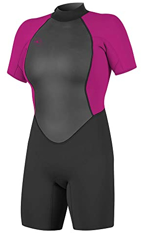 Oneill Wetsuits Damen Reactor II 2mm Back Zip Spring Wetsuit Neoprenanzug, Black/Berry, 12