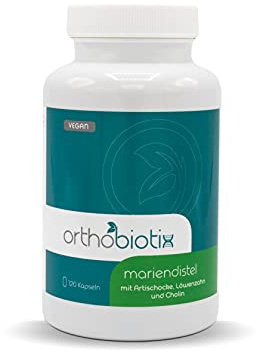orthobiotix Mariendistel - mit Cholin, Artischocken- und Löwenzahnextrakt - 120 Kapseln - vegan - Mariendistel Komplex mit Pflanzenextrakten hochdosiert