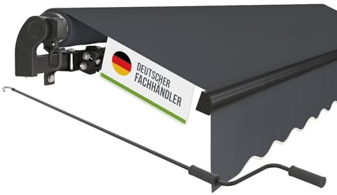 empasa manuelle Gelenkarmmarkise Markise Start Sonnenmarkise Sonnenschutz Alu/Polyester komplett vormontiert, in verschiedenen Größen und Farben, Farbe:anthrazit, Größe:250 x 200