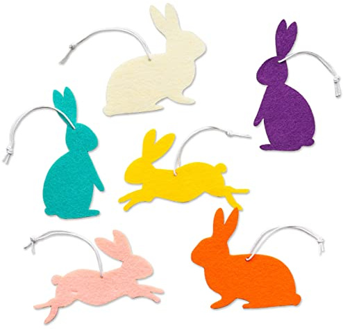 Papierdrachen 12 Anhänger zu Ostern aus Filz - Motiv Hasen - Klassische Osterdekoration für Zweige und Ostergestecke | österliche Dekoration - Set 10
