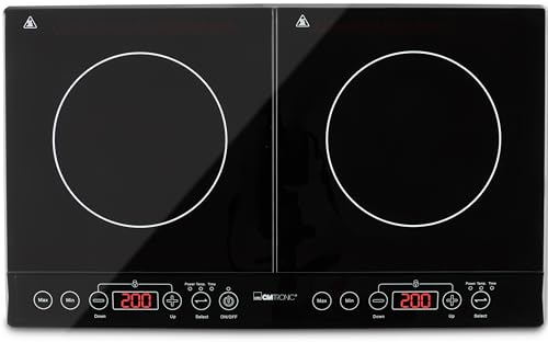 Clatronic® Induktions-Doppelkochplatte | Induktionskochplatte mit ECO-Save-Technologie | Doppelkochplatte mit automatischer Topferkennung | Kochplatte mit Sensor Touch-Bedienfeld | DKI 3609